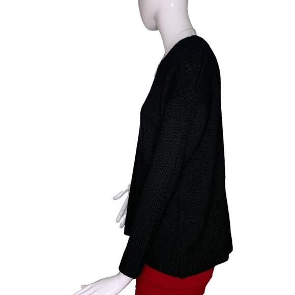 Forever 21 Sweater Top Black Knitted Size Small Long Sleeve Round Neckline - Picture 6 of 7